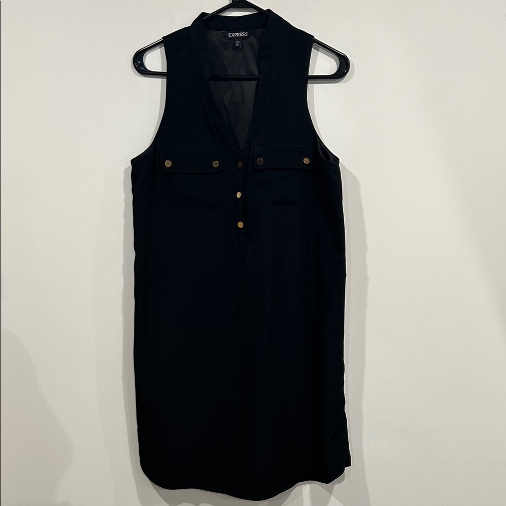 Express Black Dress with Button Detail * missing belt